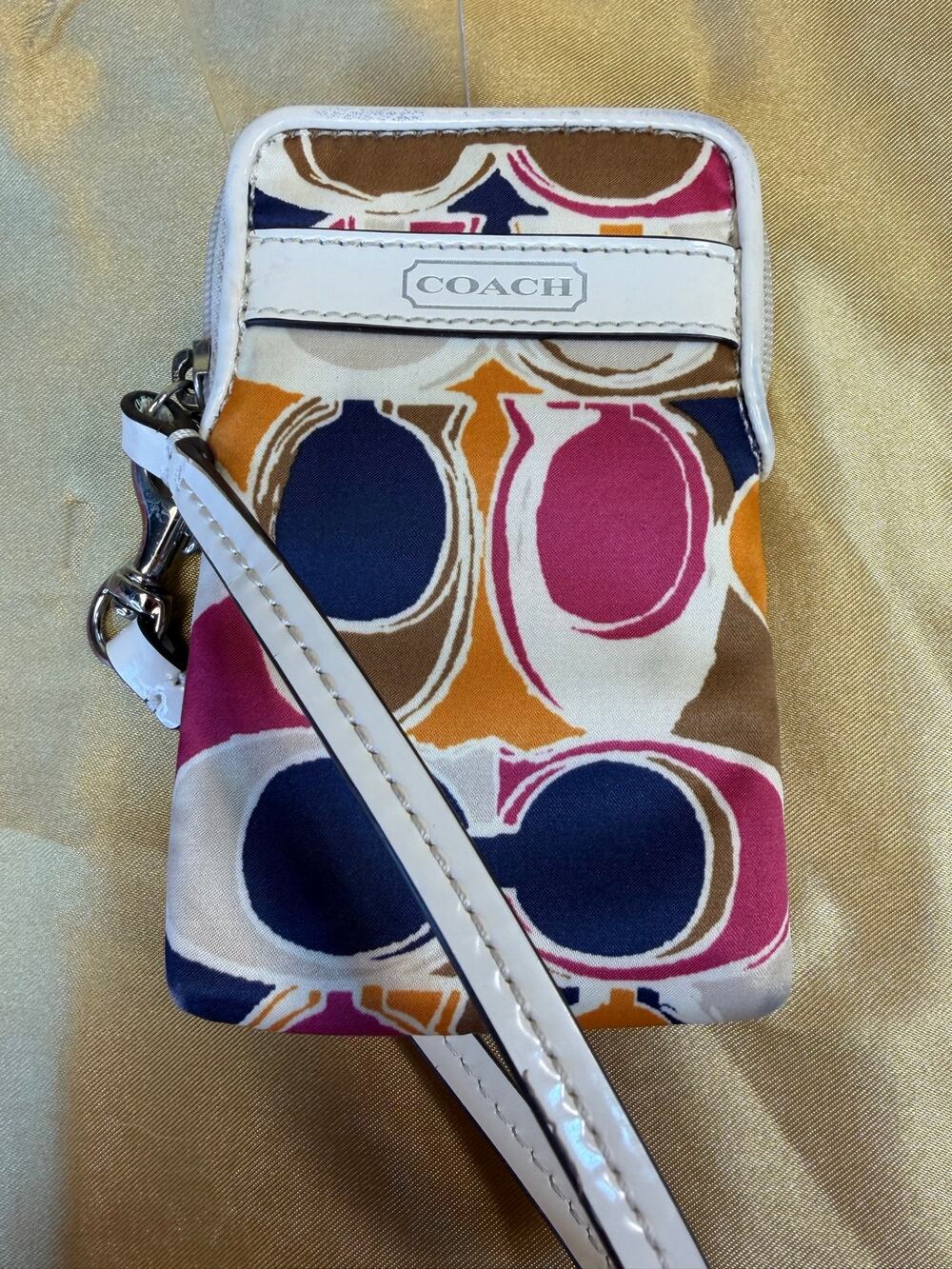 Coach Multicolor Silk Wristlet Card Holder Coin Bag 5.25x3.5 Clean Mini Wallet
